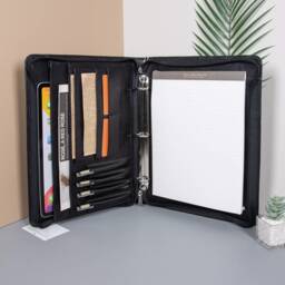 2/3/4R Binder Vegan Leather Portfolio, Personalized Zippered Document Holder For Her, A4 Notepad Folder, Gifts Women, Corporate Gift - thumbnail 2