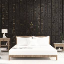 Egyptian Hieroglyphic Wall Mural, Golden Symbols Peel & Stick Wallpaper - thumbnail 3