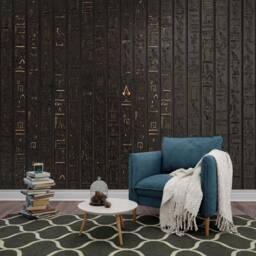 Egyptian Hieroglyphic Wall Mural, Golden Symbols Peel & Stick Wallpaper - thumbnail 2