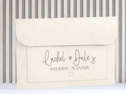 Personalized Cream Felt Wedding Planner Folder, 15.6