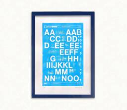 Helvetica Wall Art Print - Bright & Grungy A3 Typography Recycled Coffee Cup Paper 1972 Letraset Risograph Signed & Limited - thumbnail 1
