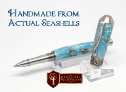 Handmade Seashell Pen - Antiqued Pewter, Nautical Executive Gift