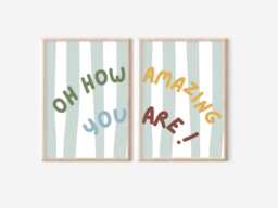 Set Of 2 Striped Oh How Amazing You Are Prints - Unframed - thumbnail 1