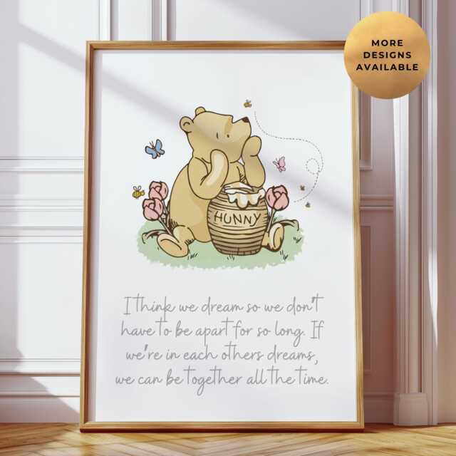 Winnie The Pooh Nursery Print, Wall Art, Bear Baby Child Kids Decor, Girl Eeyore, Tigger & Piglet Posters - image 1