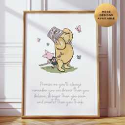 Winnie The Pooh Nursery Print, Wall Art, Bear Baby Child Kids Decor, Girl Eeyore, Tigger & Piglet Posters - thumbnail 2