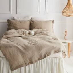 Flax Linen Duvet Cover Stone Washed Organic Bedding - thumbnail 3
