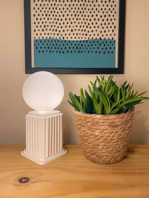 White Heera - Small Bedside Lamp With A Dimmer Switch, Modern Minimalist Table Lamp, Scandinavian & Nordic Lighting - image 1