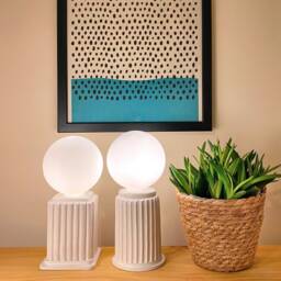 White Heera - Small Bedside Lamp With A Dimmer Switch, Modern Minimalist Table Lamp, Scandinavian & Nordic Lighting - thumbnail 2