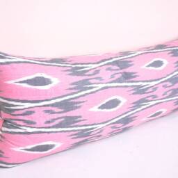 Hot Pink Ikat Body Pillow Cover, Long Lumbar - thumbnail 2