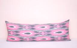 Hot Pink Ikat Body Pillow Cover, Long Lumbar - thumbnail 1