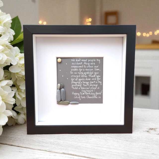 Best Friend Gift Framed Pebble Picture Besties Personalised Art Picture, Colleagues, Home Decor, Thank You Gift - image 1
