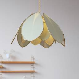 Double Flower Pendant Light - Eucalyptus & Gold - thumbnail 2