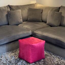 Velvet Beanbag Cube Plush Velvet Footstool Beanbags This Bean Bag Cube Comes Ready Filled - thumbnail 4