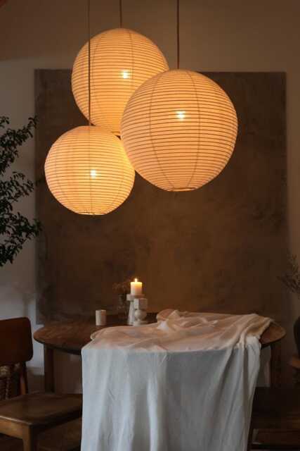 Empire Linen Pendant Light Shade Off-White Round Ceiling Lamp Scandinavian Japandi Boho Decor - image 1
