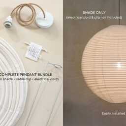 Empire Linen Pendant Light Shade Off-White Round Ceiling Lamp Scandinavian Japandi Boho Decor - thumbnail 2