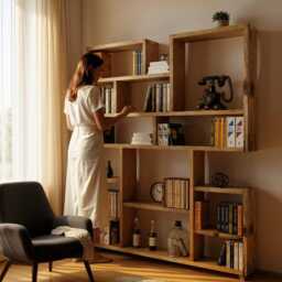 Reclaimed Wood Bookcase/Shelving Unit - Scaffold Furniture- Gaps - thumbnail 3