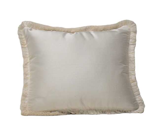 Solid Silk Decorative Throw Pillow With Fringe For Sofa Chair Or Couch Handmade in Usa - image 1