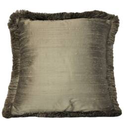 Solid Silk Decorative Throw Pillow With Fringe For Sofa Chair Or Couch Handmade in Usa - thumbnail 2