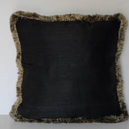 Solid Silk Decorative Throw Pillow With Fringe For Sofa Chair Or Couch Handmade in Usa - thumbnail 3