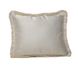Solid Silk Decorative Throw Pillow With Fringe For Sofa Chair Or Couch Handmade in Usa - thumbnail 1