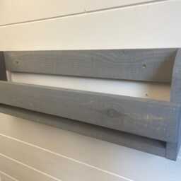 Handmade Rustic Wood Shoe Rack - Floating Farmhouse Hallway Storage - Slate Grey - thumbnail 4