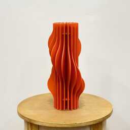 Orange Wood Wave Vase Modern Parametric Sculpture, Dried Flower Centerpiece - thumbnail 2