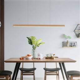 Minimalist Linear Wooden Pendant Led Light, Wood Chandelier Home & Living Decor, Modern Lighting - thumbnail 3