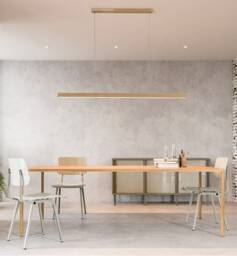 Minimalist Linear Wooden Pendant Led Light, Wood Chandelier Home & Living Decor, Modern Lighting - thumbnail 1