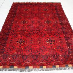 5x7 Tribal Bukhara Rug, Hand Knotted Veg Dyes Wool Area Khal Mohammedi Design Rug, Oriental Afghan Turkmen Bedroom Rug - thumbnail 3