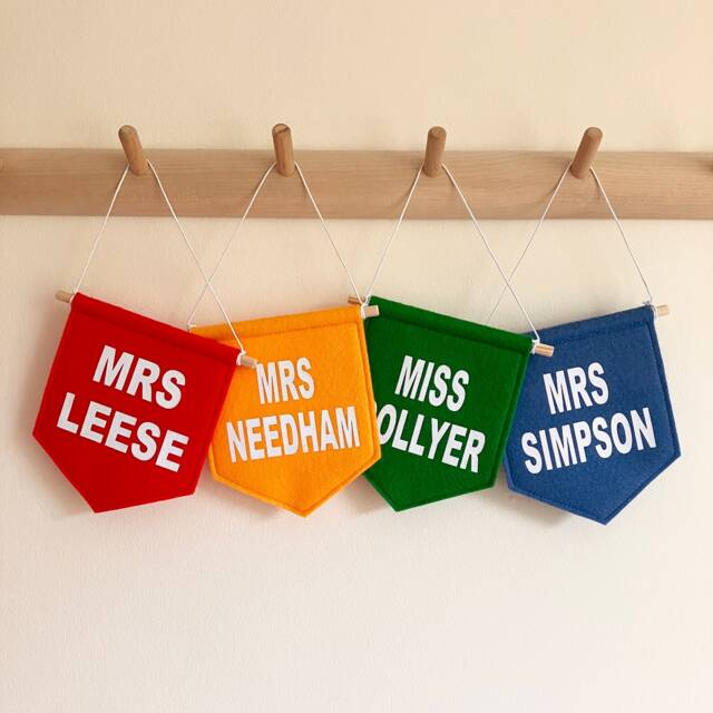 Personalised Teacher Gift Banner - Felt Classroom Door Sign Thank You Teaching, Ta, Nursery Leaver Custom Present - image 1