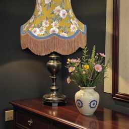 Mustard Floral Lampshade With Antique Gold Fringe Handmade For Ceiling Pendants Shades, Table & Floor Standard Lamp Wall Lights - thumbnail 3