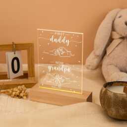 First Daddy Now Grandpa Night Light, Fist Bump Led Lamp Personalized Gift For Him, Fathers Day For Dad Papa Gifts - thumbnail 2