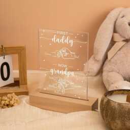 First Daddy Now Grandpa Night Light, Fist Bump Led Lamp Personalized Gift For Him, Fathers Day For Dad Papa Gifts - thumbnail 3