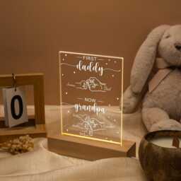 First Daddy Now Grandpa Night Light, Fist Bump Led Lamp Personalized Gift For Him, Fathers Day For Dad Papa Gifts - thumbnail 4