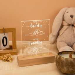 First Daddy Now Grandpa Night Light, Fist Bump Led Lamp Personalized Gift For Him, Fathers Day For Dad Papa Gifts