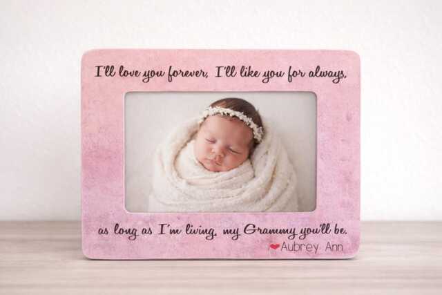 Personalized Grandma Gift From Grandchild Baby Frame Idea New Custom Photo Grandparent Keepsake - image 1