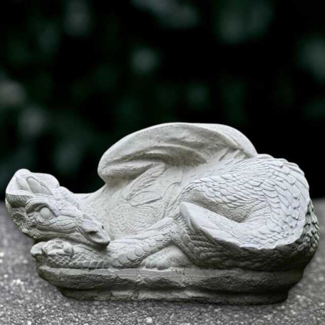Concrete Curled Dragon Statue Outdoor Sculpture Cement Animal Decoration Dragon Lover Gift Wildlife Ornament Stone Gothic Art - image 1