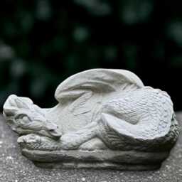 Concrete Curled Dragon Statue Outdoor Sculpture Cement Animal Decoration Dragon Lover Gift Wildlife Ornament Stone Gothic Art - thumbnail 1