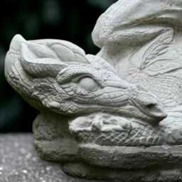 Concrete Curled Dragon Statue Outdoor Sculpture Cement Animal Decoration Dragon Lover Gift Wildlife Ornament Stone Gothic Art - thumbnail 2
