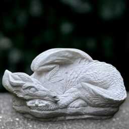 Concrete Curled Dragon Statue Outdoor Sculpture Cement Animal Decoration Dragon Lover Gift Wildlife Ornament Stone Gothic Art - thumbnail 3