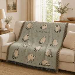 Jimothy Raccoon Woven Blanket, Viral Seattle Funny Short Spine Wildlife Blanket - thumbnail 2