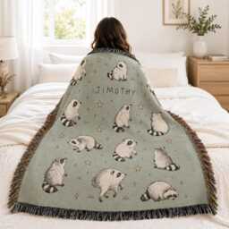 Jimothy Raccoon Woven Blanket, Viral Seattle Funny Short Spine Wildlife Blanket - thumbnail 3