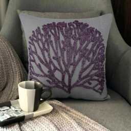 Beaded Nature & Floral Pattern, Gray Cotton Linen, 24x24/26x26 Modern Euro Sham - Faraway Tree