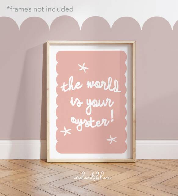 World Is Your Oyster Print, Pastel Girl Nursery Decor, Bedroom, Teen Sea - image 1