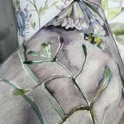 Decorative Pillow Cushion Cover For Sofa, Bed, Window, Chair, Living Room, Hand-Painted Voyage Langdale Fabric Flowers Bees Design - thumbnail 3