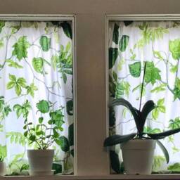 Cotton Curtain Panel Decor Cafe Kitchen Valance Green Leaves Plants - thumbnail 4
