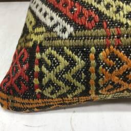 Vintage Turkish Kilim Pillow Cover, Handwoven Ethnic Rug, 20x20 - thumbnail 3