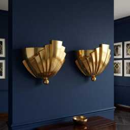 Mid Century Modern Lighting Fixture Art Deco Brass Sconce, Sunburst Shell Wall Lamp Light Home Decor - thumbnail 3