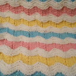 Multi-Colored Handmade Hand-Knitted Worsted Weight Baby Blanket, Afghan, Or Lap Blanket Joseph's Coat 1 - thumbnail 2