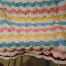Multi-Colored Handmade Hand-Knitted Worsted Weight Baby Blanket, Afghan, Or Lap Blanket Joseph's Coat 1 - thumbnail 3